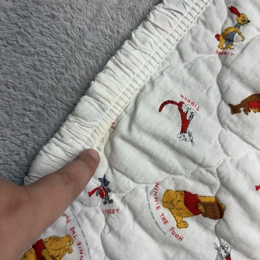 Sears Vintage Winnie the Pooh Baby Crib Quilt Blanket White Ruffles Tigger